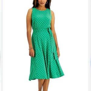 Kasper | Dresses | Kasper Polka Dot Mid Calf Fit Flare Dress Wtie Waist Sz  8 | Poshmark